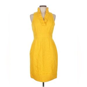 Taylor Bright Yellow Sleeveless Ruffle Cowl-Neck Sheath Dress – Size 6